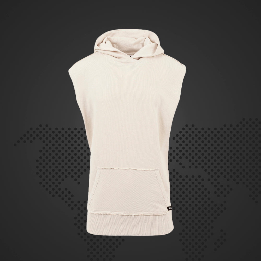 STEREO BASICS SLEEVELESS SAND HOODY